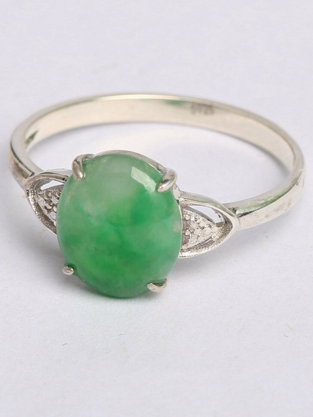 Cert'd Untreated Natural Green Grade A Jadeite jade inlay Ring Gift